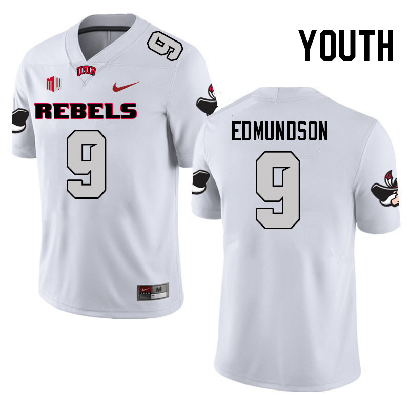 Youth #9 Bo Edmundson UNLV Rebels College Football Jerseys Stitched Sale-White